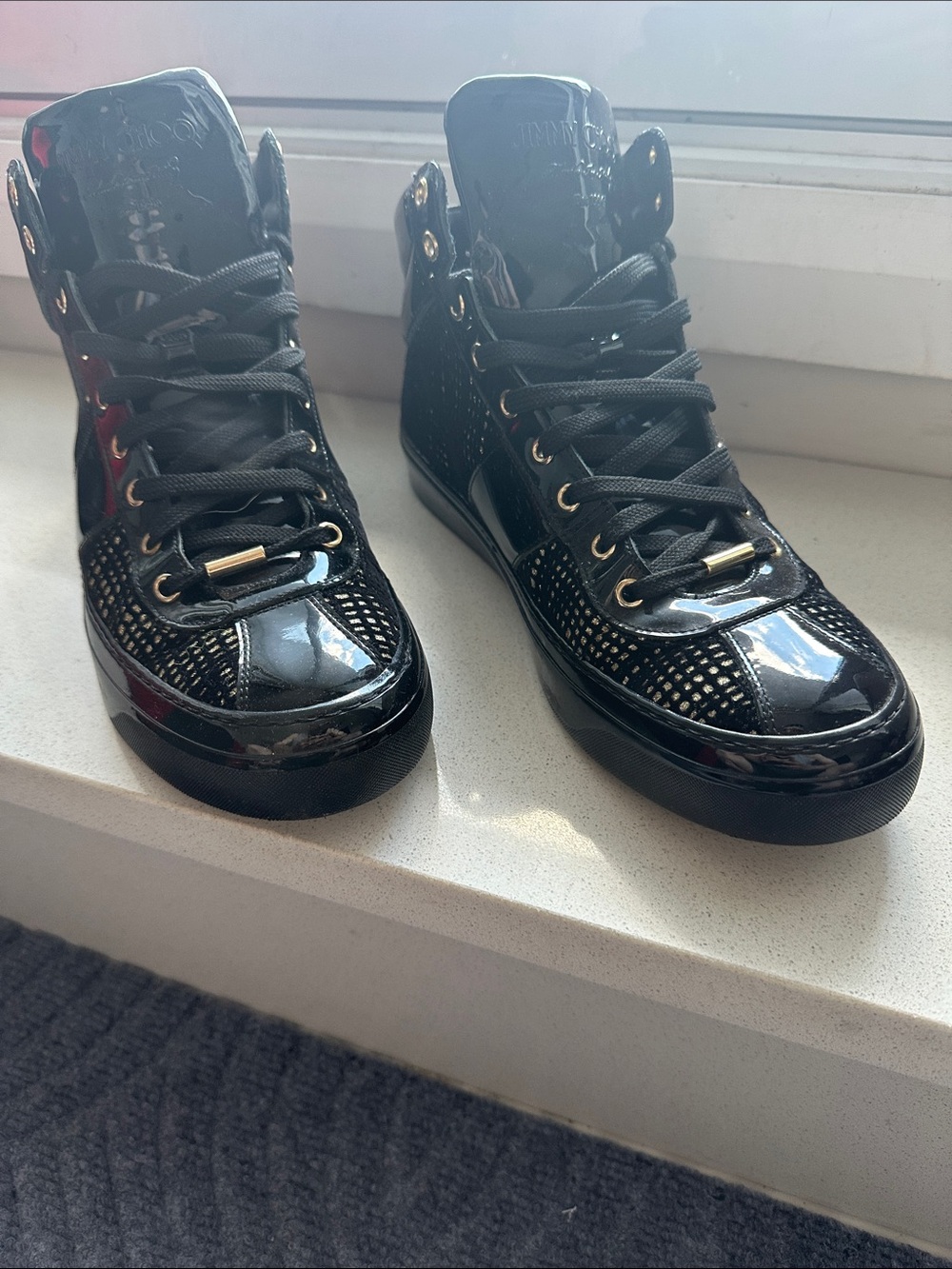 Jimmy Choo Black High-Top Athletic Sneakers MINT condition